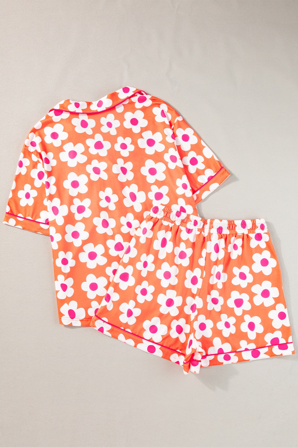 Pocketed Flower Half Sleeve Top and Shorts Lounge Set